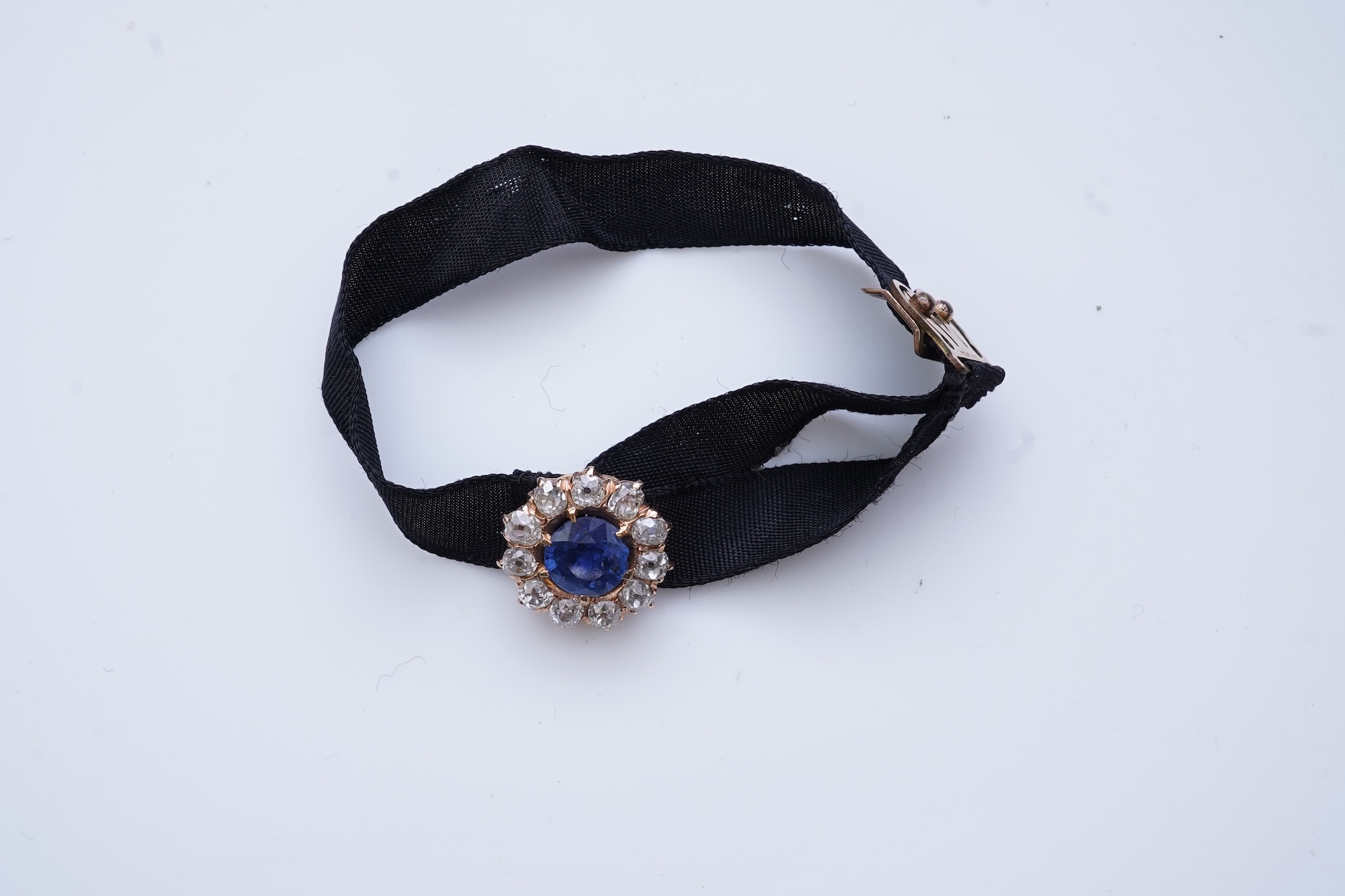A sapphire and diamond slide/pendant, 19th century